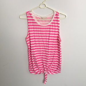 Hot pink and white tank top w tie